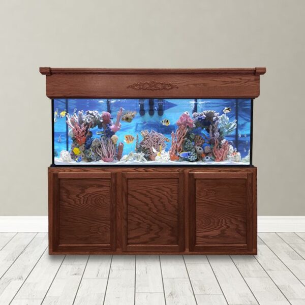 180 Gallon Saltwater Aquarium - Autumn Cherry Stain on Oak - Flat Panels with Classic Trim