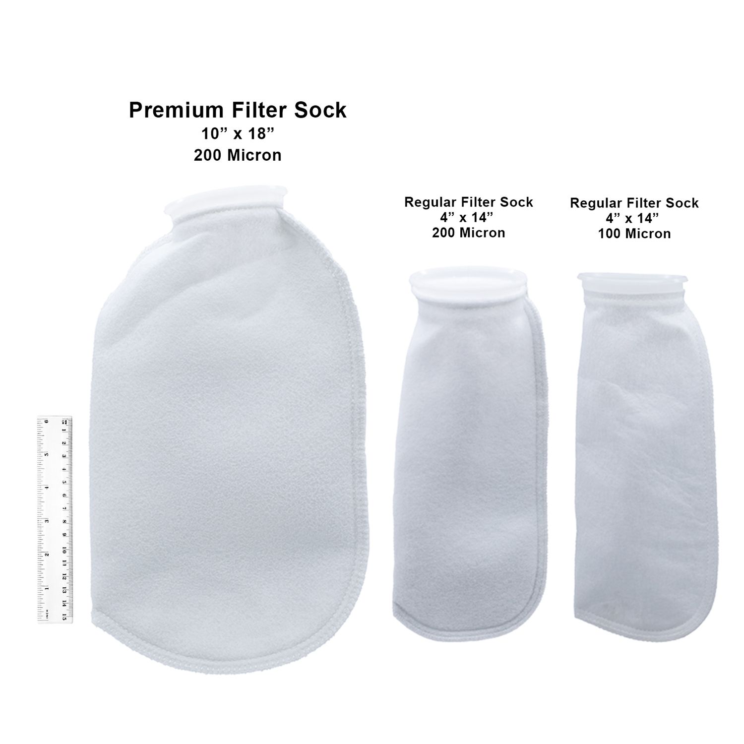 Premium 10"x 18" 200 Micron Filter Sock Custom Aquariums